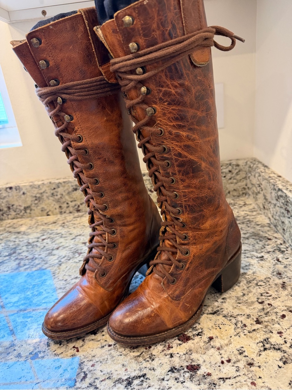 Freebird by Steven Brown Leather Lace-Up Knee Boots - Picture 3 of 9